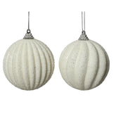 Decoris Foam Bauble with Beads 8cm - Winter White (2 Assorted)
